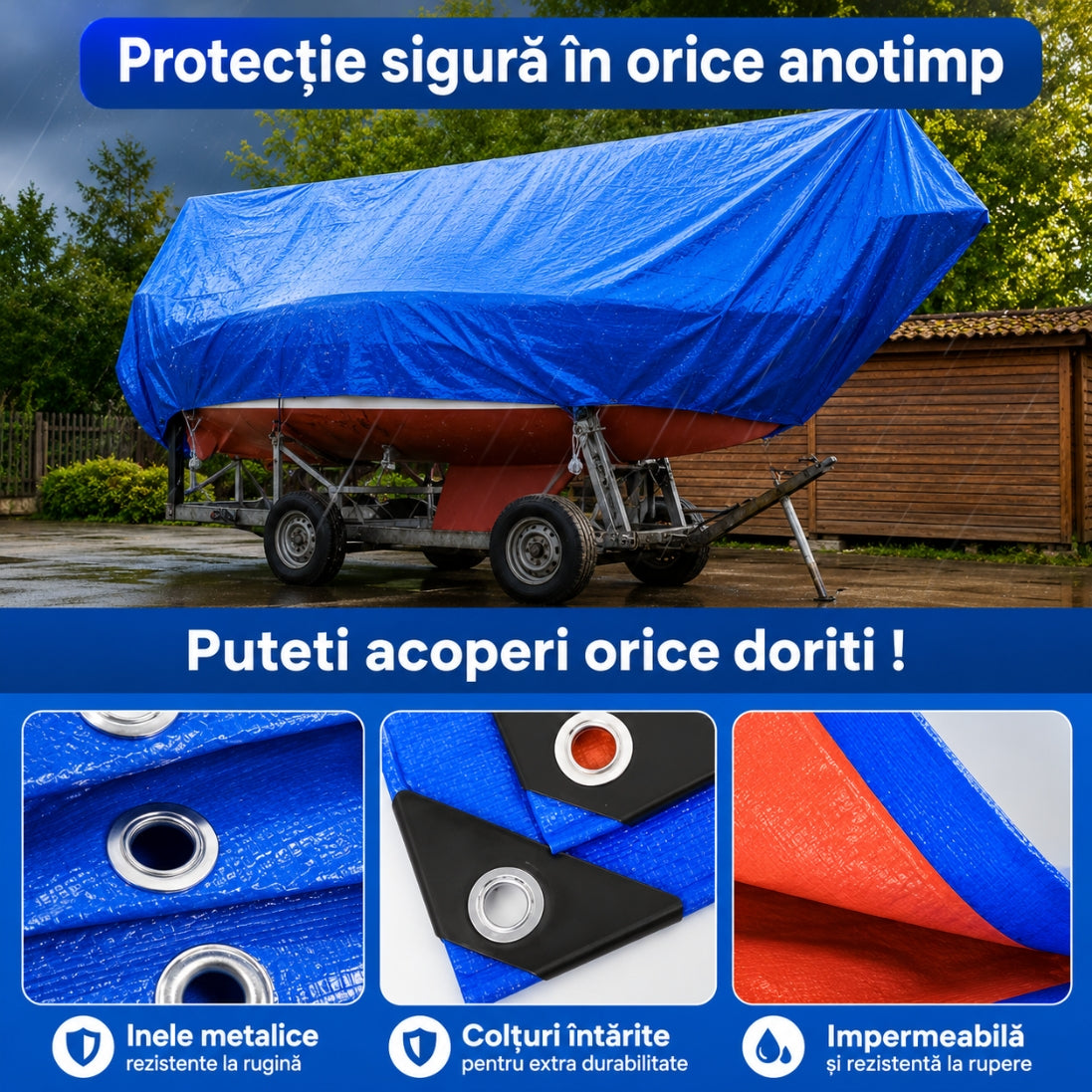 Prelată Impermeabilă 4x6M – Protecție Totală în Orice Situație