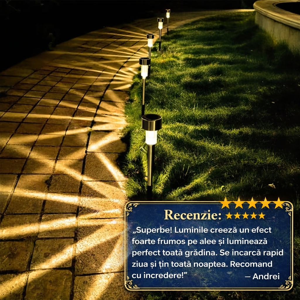 Set 12 Lămpi Solare pentru Grădină – Iluminare Elegantă & Economică