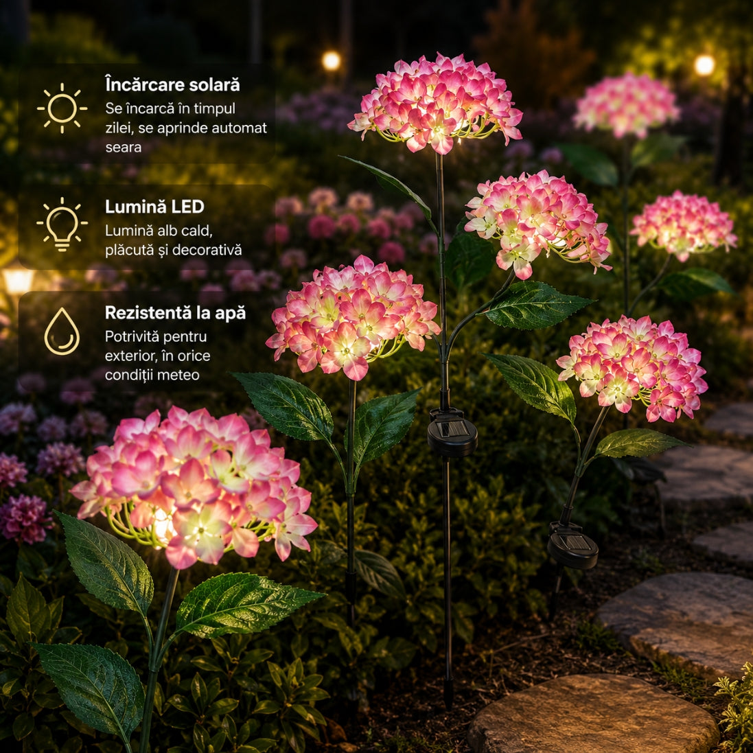 1+1 GRATIS! Flori Solare Tip Hortensie – Iluminează Grădina într-un Mod Magic