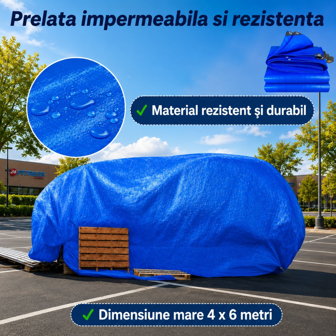Prelată Impermeabilă 4x6M – Protecție Totală în Orice Situație