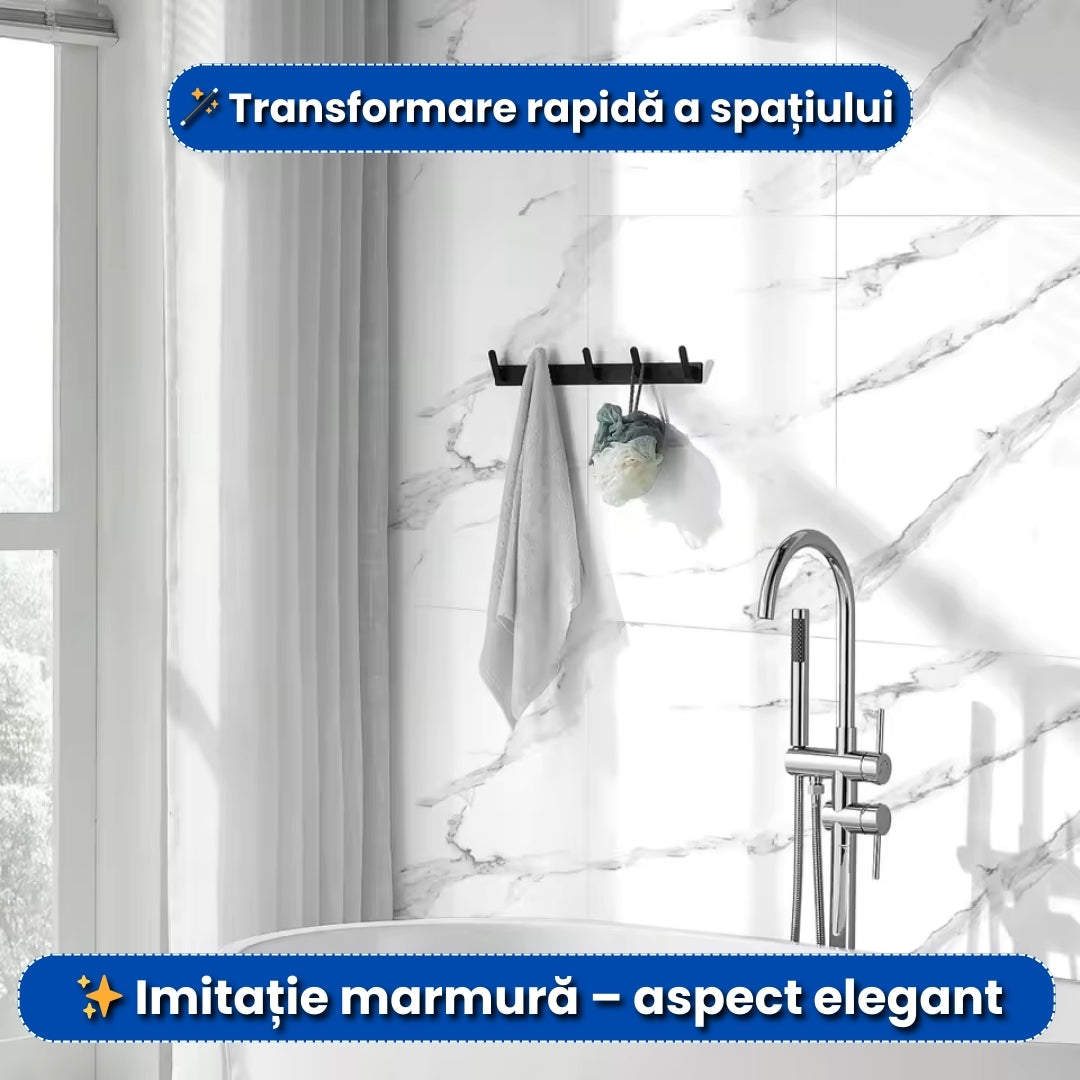 Set 20 Plăci Autocolante PVC – Imitație Marmură, 60×30 cm