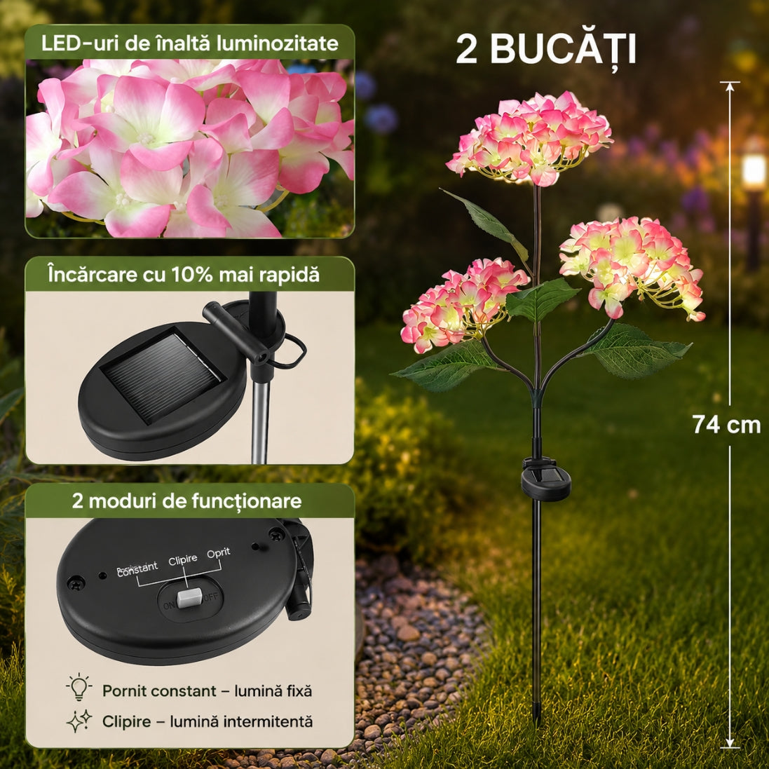 1+1 GRATIS! Flori Solare Tip Hortensie – Iluminează Grădina într-un Mod Magic