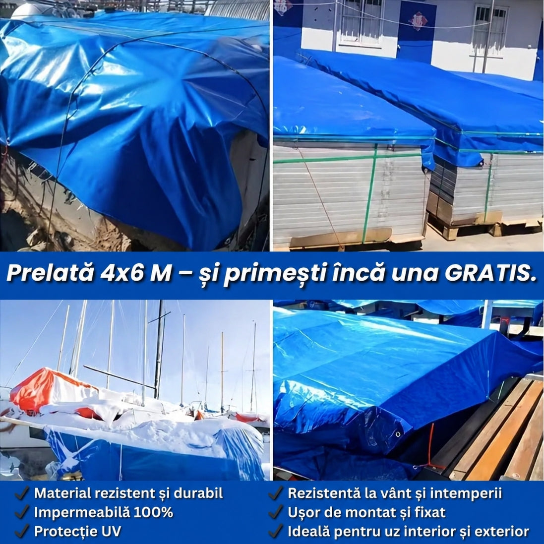 Prelată Impermeabilă 4x6M – Protecție Totală în Orice Situație