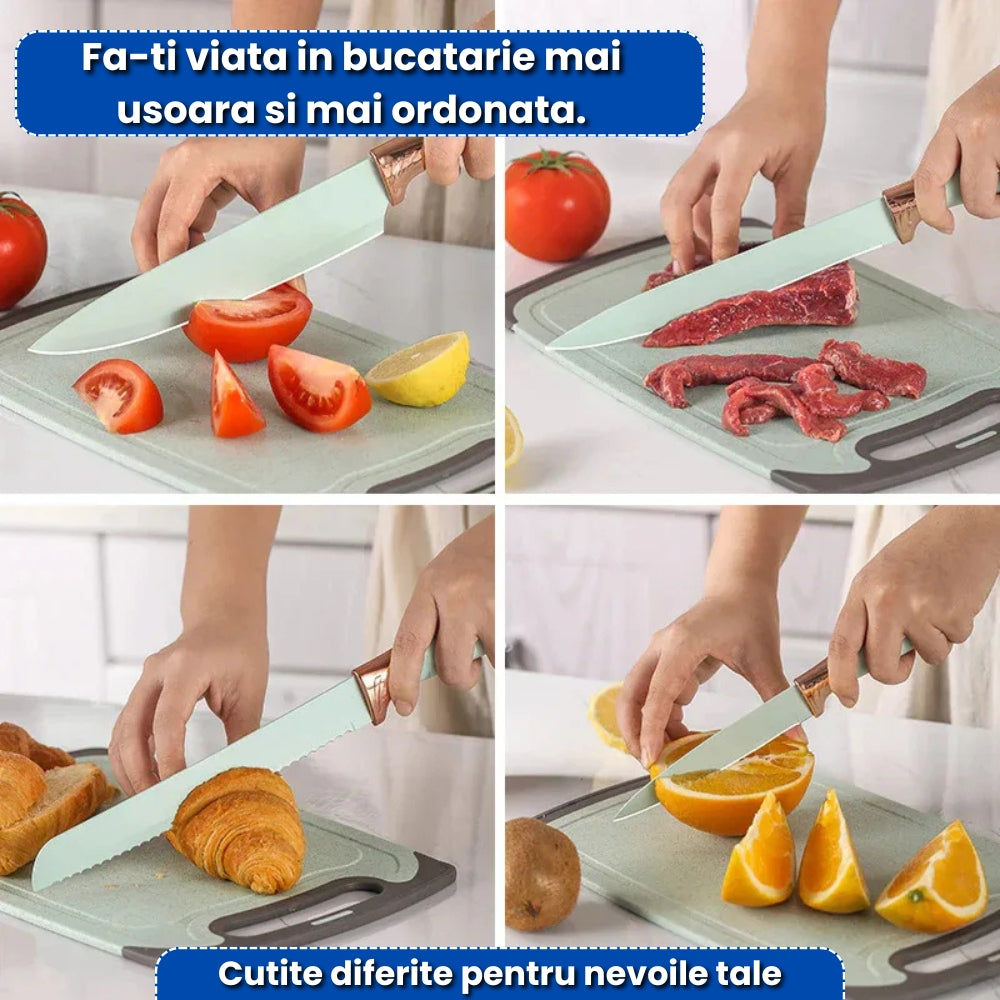 Set profesional 19 piese pentru bucătărie – silicon + inox + lemn