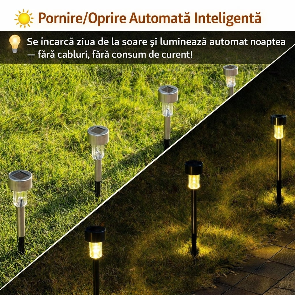 Set 12 Lămpi Solare pentru Grădină – Iluminare Elegantă & Economică