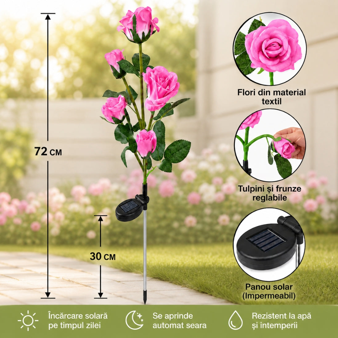 1+1 GRATIS! Trandafiri Solari LED – Eleganță și Lumină Magică pentru Grădina Ta