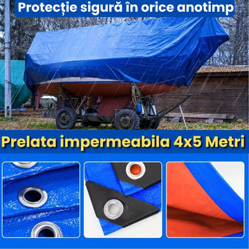 Prelată Impermeabilă 4×5 m pentru Exterior – Protecție împotriva Ploii, Vântului și Soarelui